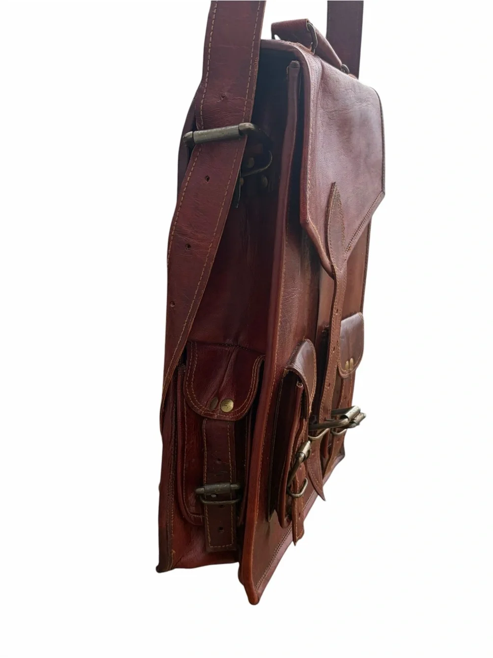 VINTAGE RUSTIC LEATHER SATCHEL CROSSBODY BAG